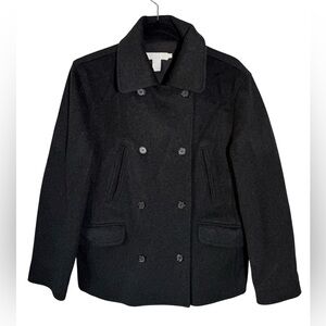 J. Crew Wool Peacoat Jacket Size Small Double Breasted Black Fully Lined Coat